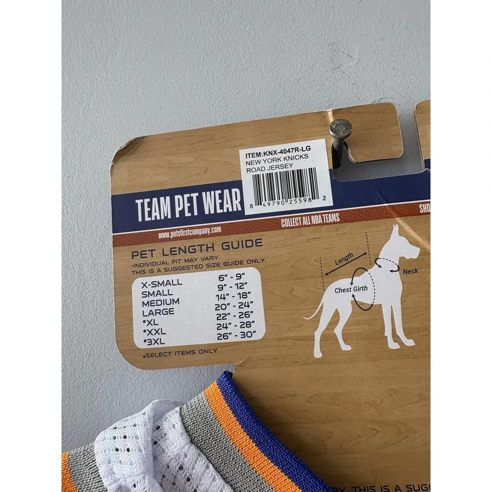 Pets First New York Knicks Dog Road Jersey Large White NBA Team Pet Wear Mesh